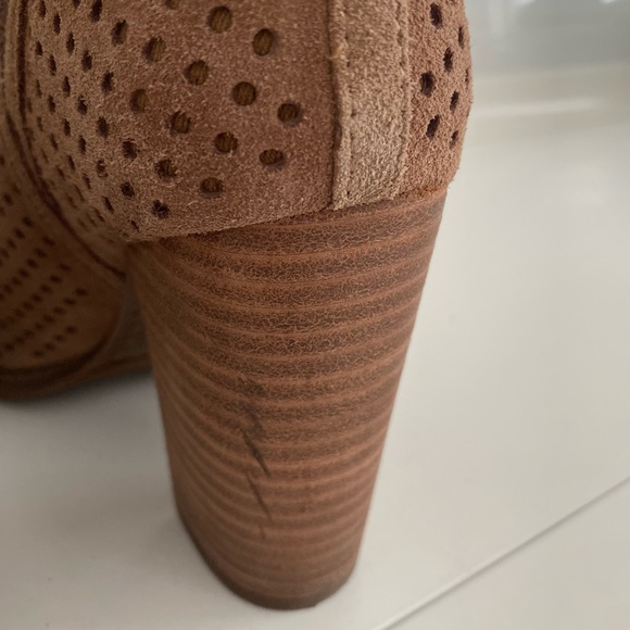 LUCKY BRAND - Brown Suede Peep Toe Booties - Picture 7 of 9
